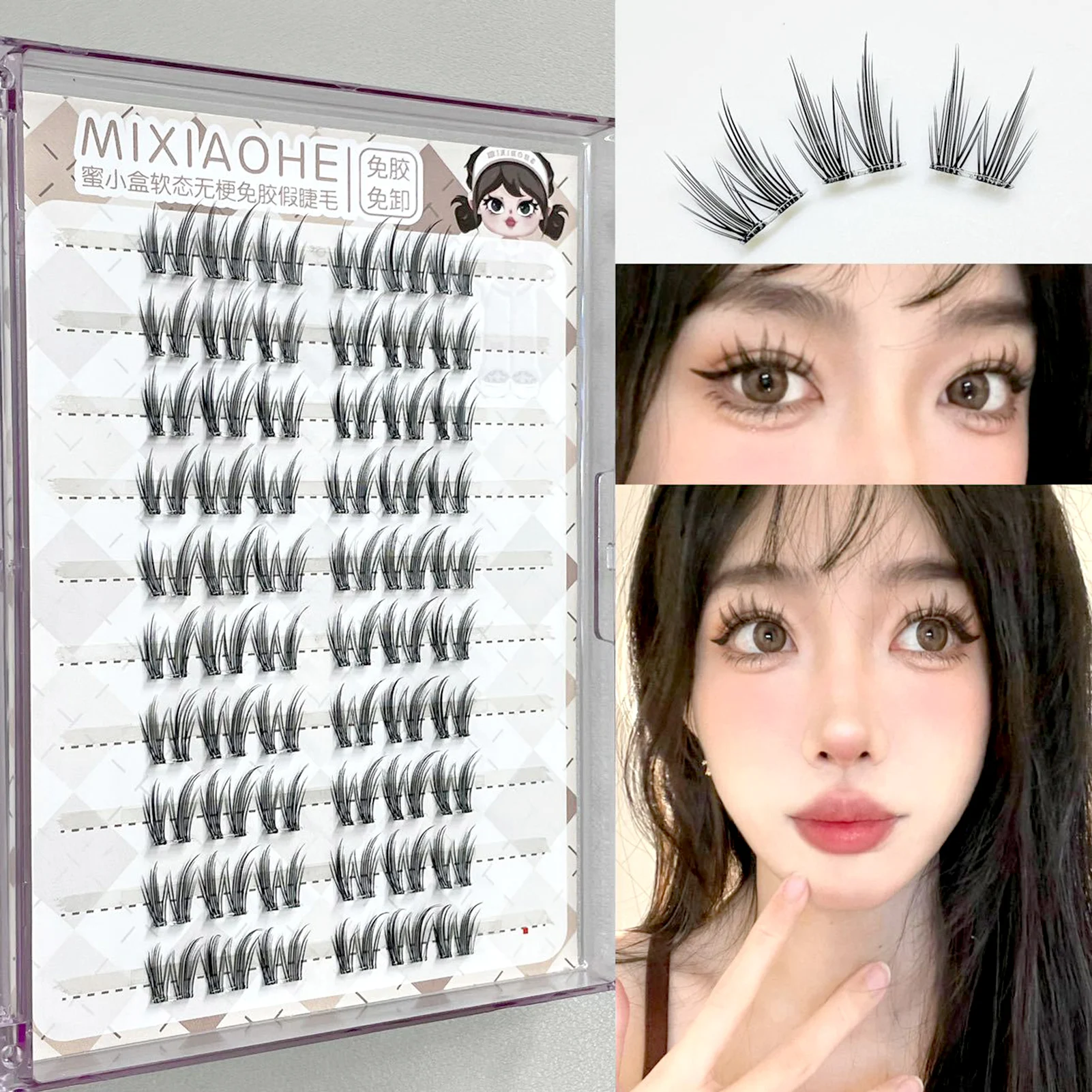Diy lash cluster extensões sem cola estilo coreano menina grupo chicote segmentado natural cílios postiços auto adesivo cílios