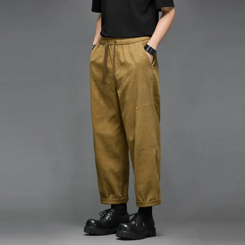 High Quality Cotton Wash Japanese-Style Retro Micro Loose Tapered Cut Tone Pants Men's Casual Pants All-Matching