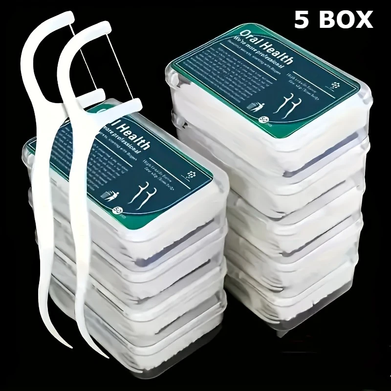 5Box/250pcs Dental Floss Sticks Set - Deep Cleaning, Portable Disposable Daily Oral Care, Travel-Friendly Original Sticks