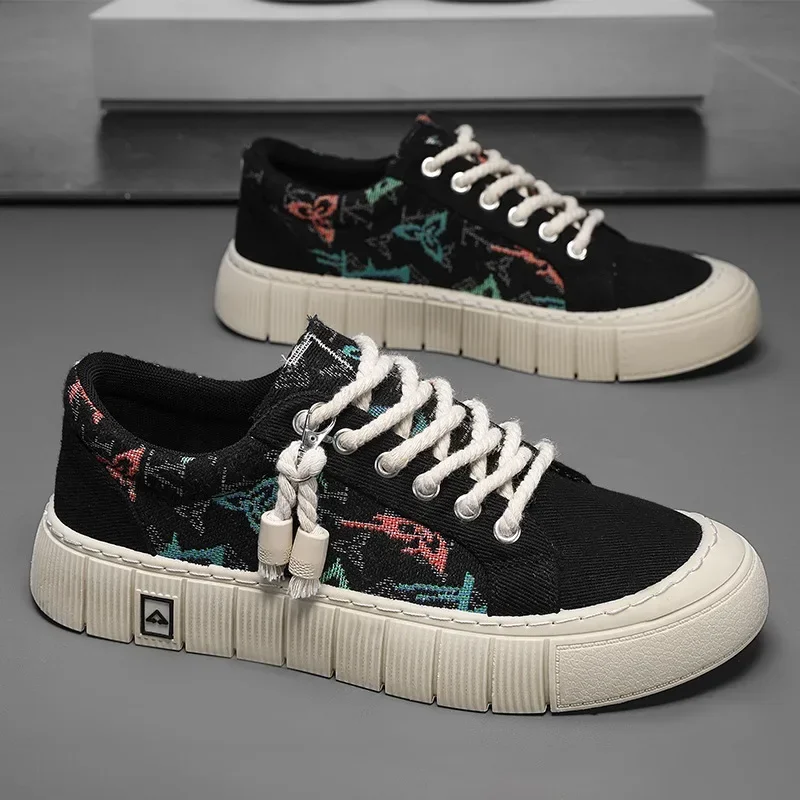 Fashion Canvas Sneakers Men Breathable Flat Shoes Summer Casual Shoes For Men New Man\'s Sneakers 2024
