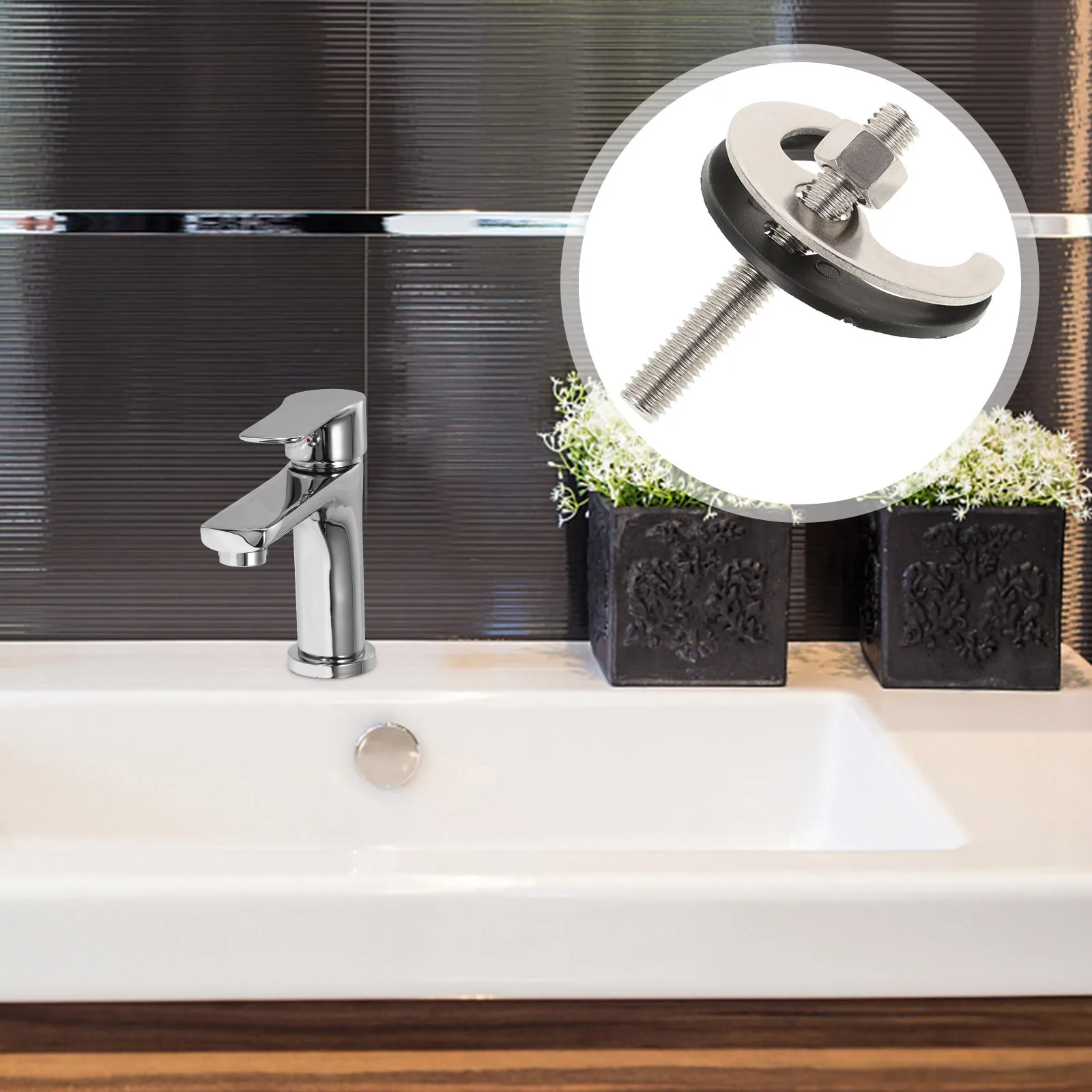 

1Set Faucet Fixing Kit Stainless Metal Fastening Hardware for Kitchen Sink Tap Installation Repair Mounting Tools