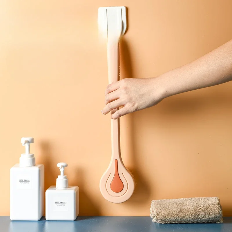 Cepillo de pelo suave con mango largo para la espalda, cepillo de baño para la ducha, cepillo de bola para el cuerpo, depurador de barro para la espalda, cepillo de masaje para la ducha, suministros de baño