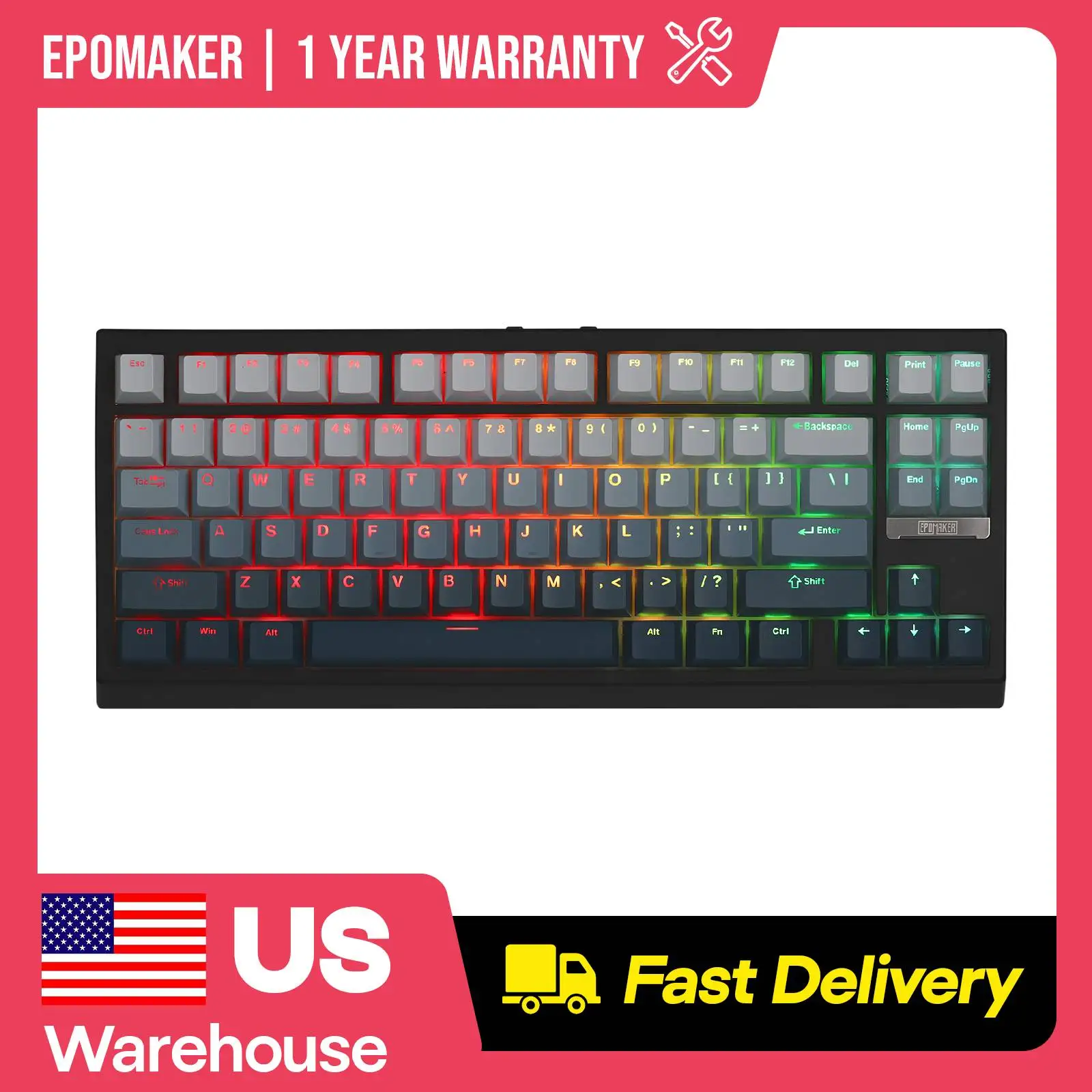 EPOMAKER G84 HE 75% ANSI US Layout Wired/BT/2.4Ghz Wireless Hall Effect Mechanical Keyboard with 8KHz Polling for Mac/WIN/Gaming