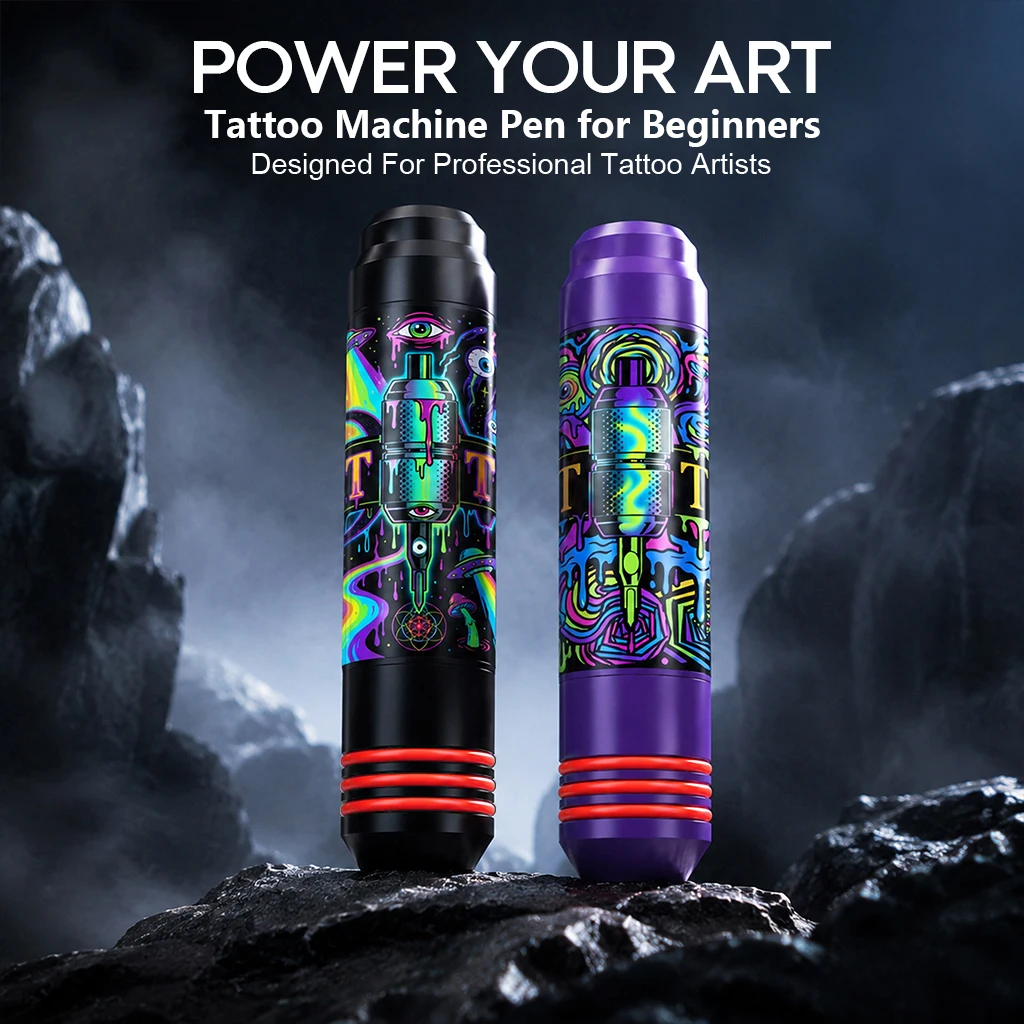 Black/Purple Plastic Tattoo Machine High-Quality PC Tattoo Pen With 1200mAh Wireless Tattoo Battery For Permanent Makeup Art