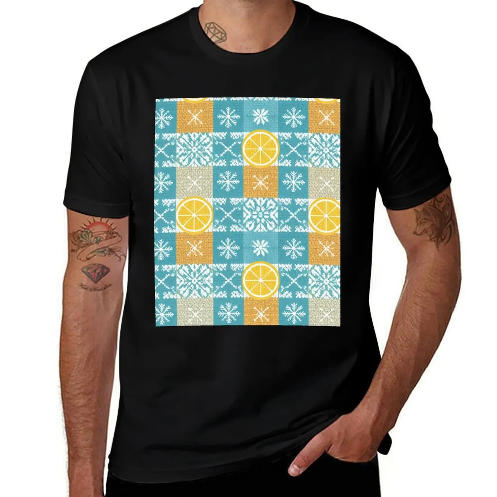 

Lemon Snowflake Design T-Shirt customs vintage clothes essential t shirt compression shirt men