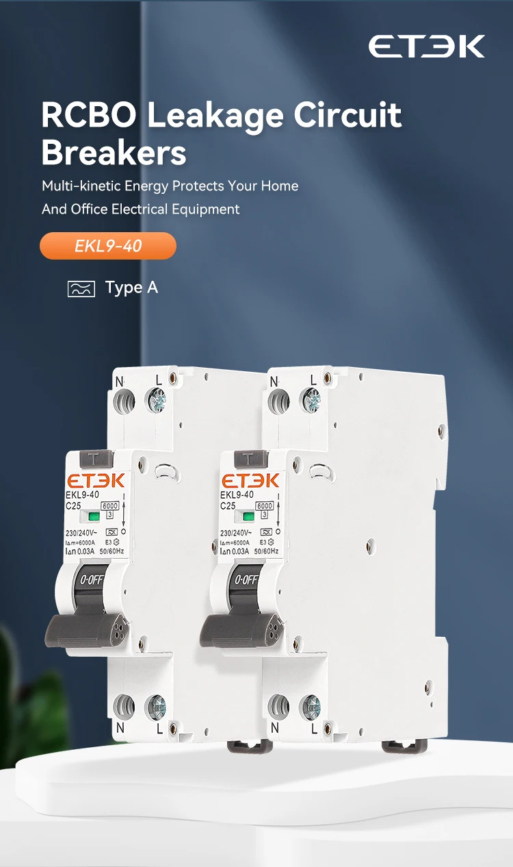 ETEC RCBO Typ A Fehlerstrom-Schutzschalter 6KA 1P+N DPN Mit Überstrom- und Leckageschutz 30mA EKL19-40 – Detail 1