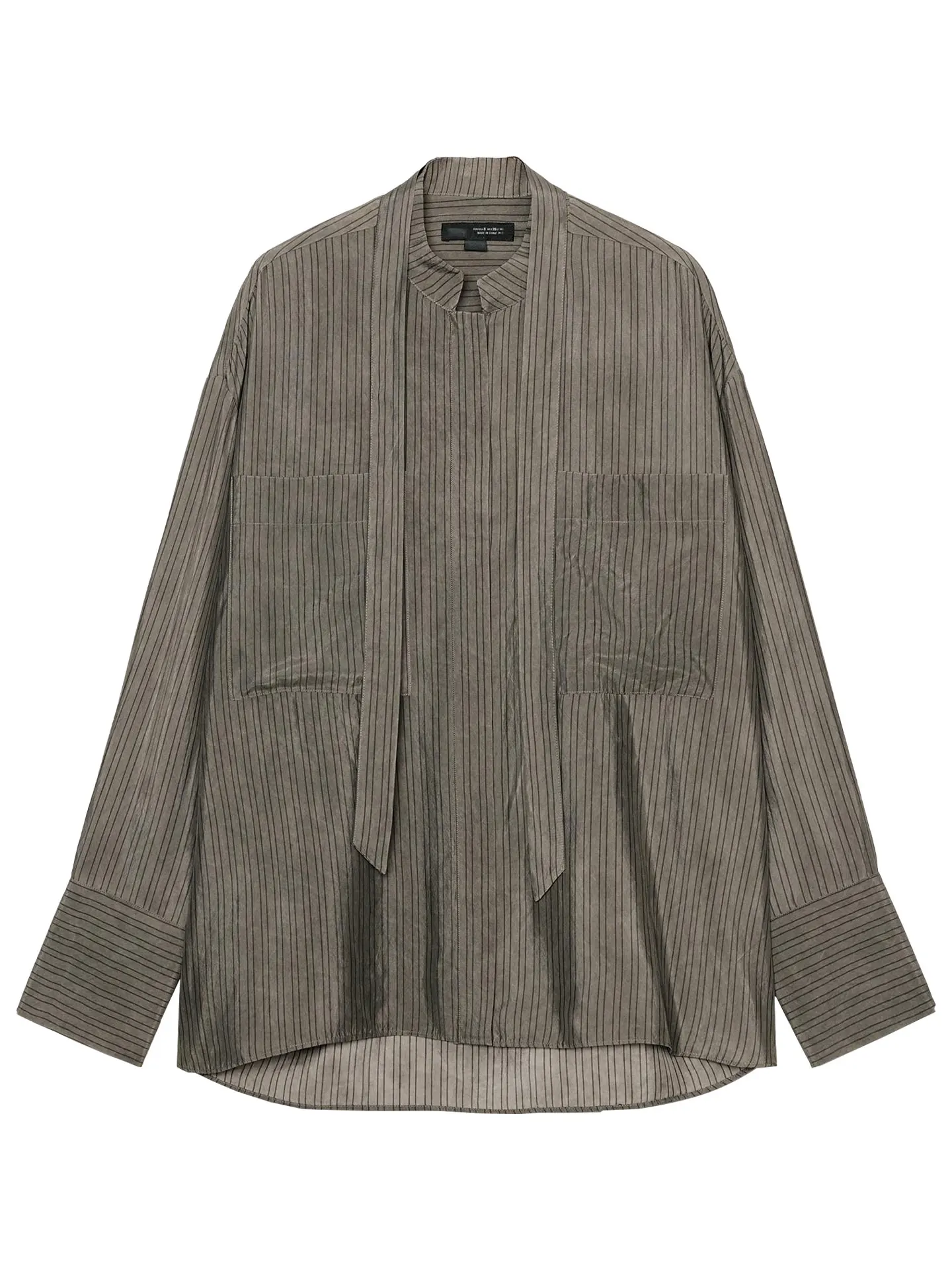 เสื้อสตรีลายทางสไตล์อเมริกัน ดีไซน์เก๋ ทรงหลวม ผูกโบว์  ตกแต่งด้วยเชือก  สไตล์ลำลอง  คอลเลคชั่นฤดูใบไม้ผลิ