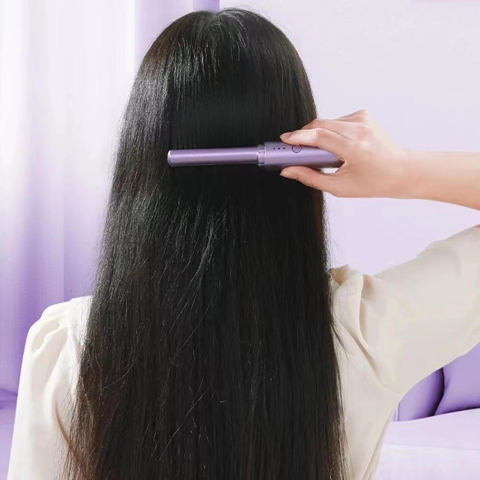 Wireless Hair Straightening Brush with Adjustable Temperature for Frizz-Free Sleek Hair and Effortless Styling