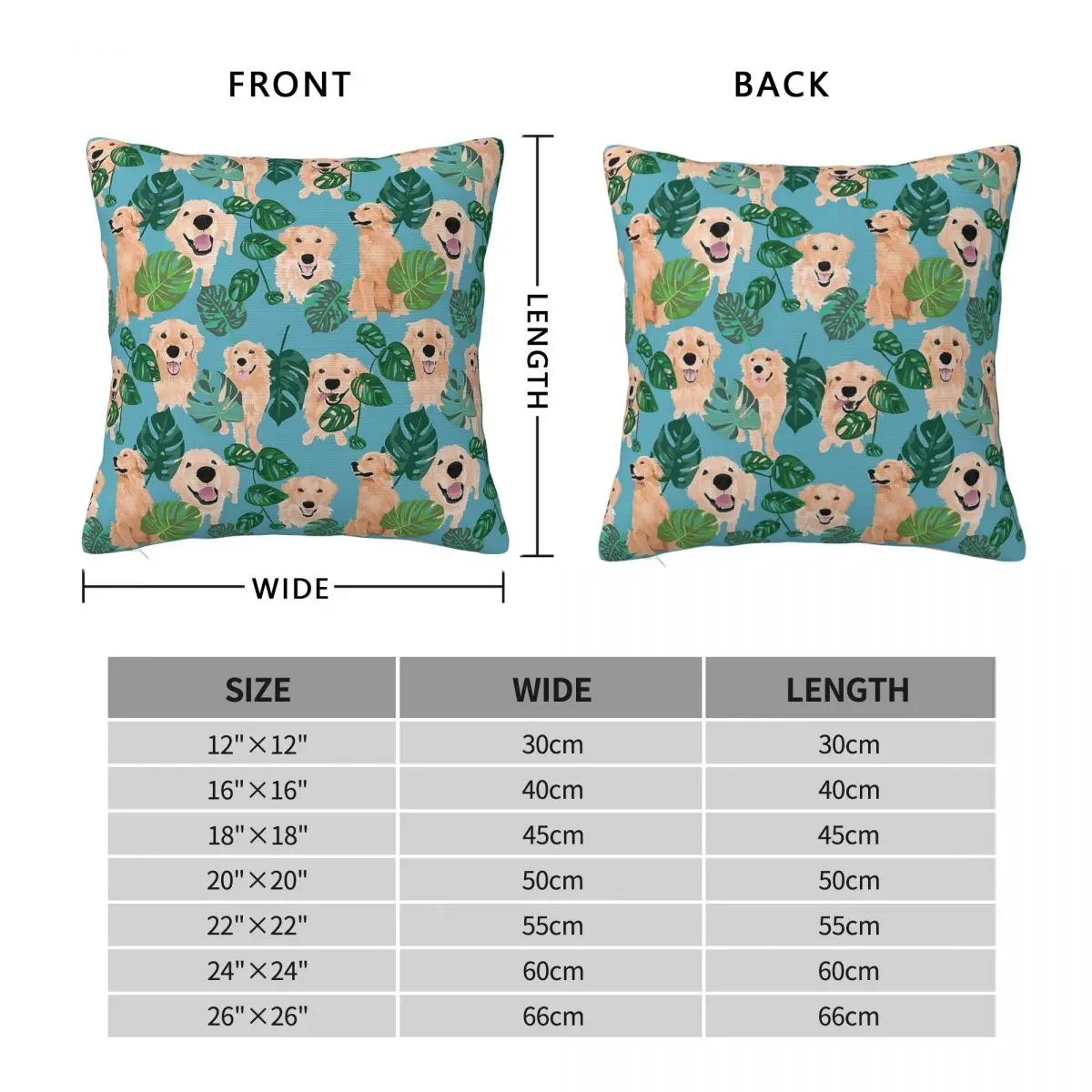 Golden Retrievers Tropical Square Pillowcase Polyester Linen Velvet Printed Decorative Throw Pillow Case Home Cushion Case 18