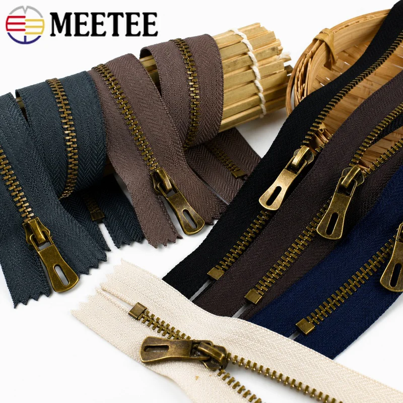 

5-20Pcs Meetee 3# Metal Zippers Bronze Teeth 15-30cm Closed End Zips for Bag Pocket Jeans Garment Zipper Repair Kit DIY Supplies