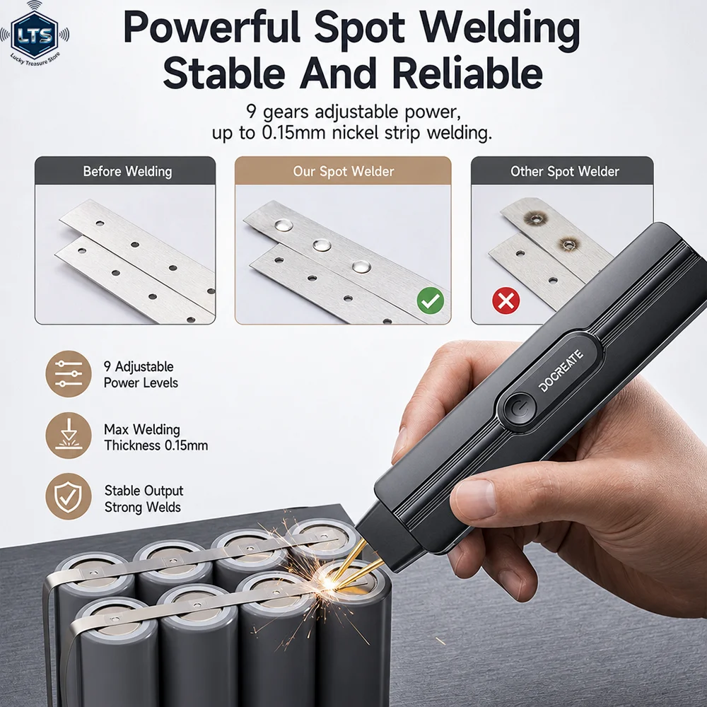 9 Gears Handheld Double Pulse Spot Welding Machine 18650 Lithium Battery DIY Nickel Sheet Nickel Strip Spot Welder Repair Tool