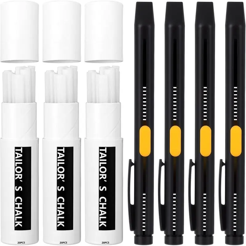 

AA63 HOT Heat Erasable For Fabric Marker For Sewing, Refillable Chalk DIY Markers Bulk 4 Pens+ 60 Premium Refills In Cotton For