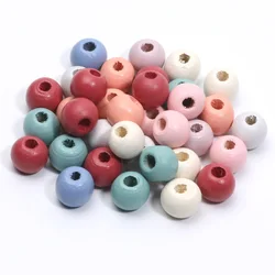 50-200pcs 8/10/14mm Colorful Round Wood Beads Natural Wooden Loose Beads For Jewelry Making Diy Bracelet Necklace Accessories