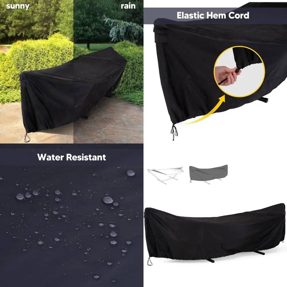 

Water-Resistant Polyester Hammock Cover for 11-12ft Stands, Black