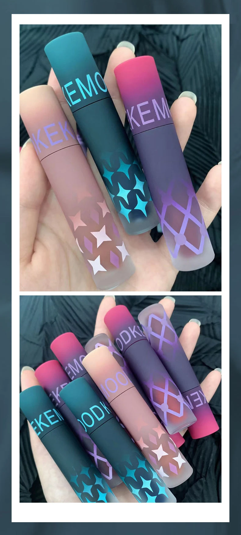 Gothic Matte Black Lipstick Waterproof Lasting Mousse Lip Mud Nude Brown Lipstick Blue Punk Lip Gloss Makeup Dark Red Lips Tint