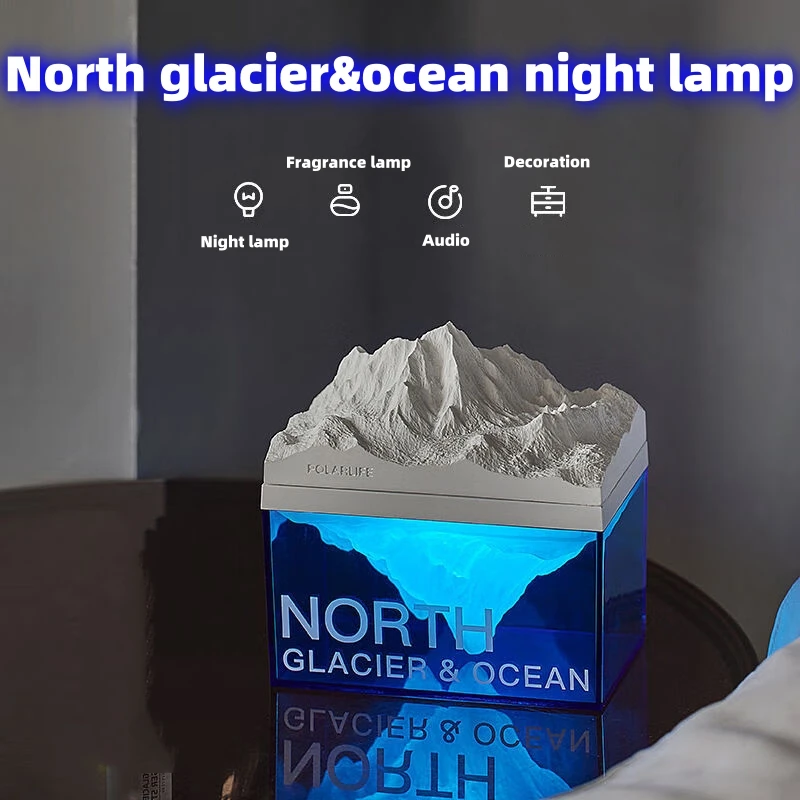 North Glacier&Ocean NightLamp with Aromatherapy Charging Creative Bedhead Light Bluetooth Speaker Decorative Light for Gifts