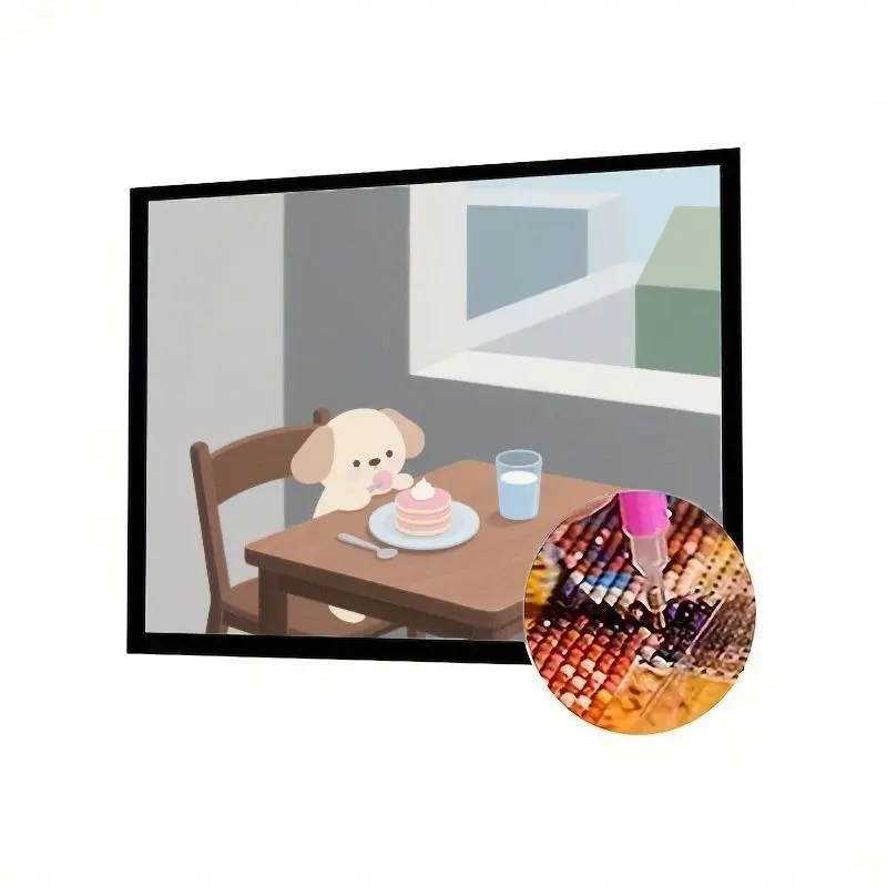 1 шт., очаровательный мультяшный щенок, ест блин, 5D полный дрель, набор для алмазной живописи-сделай сам, вышивка стразами, вышивка крестиком, искусство для Re