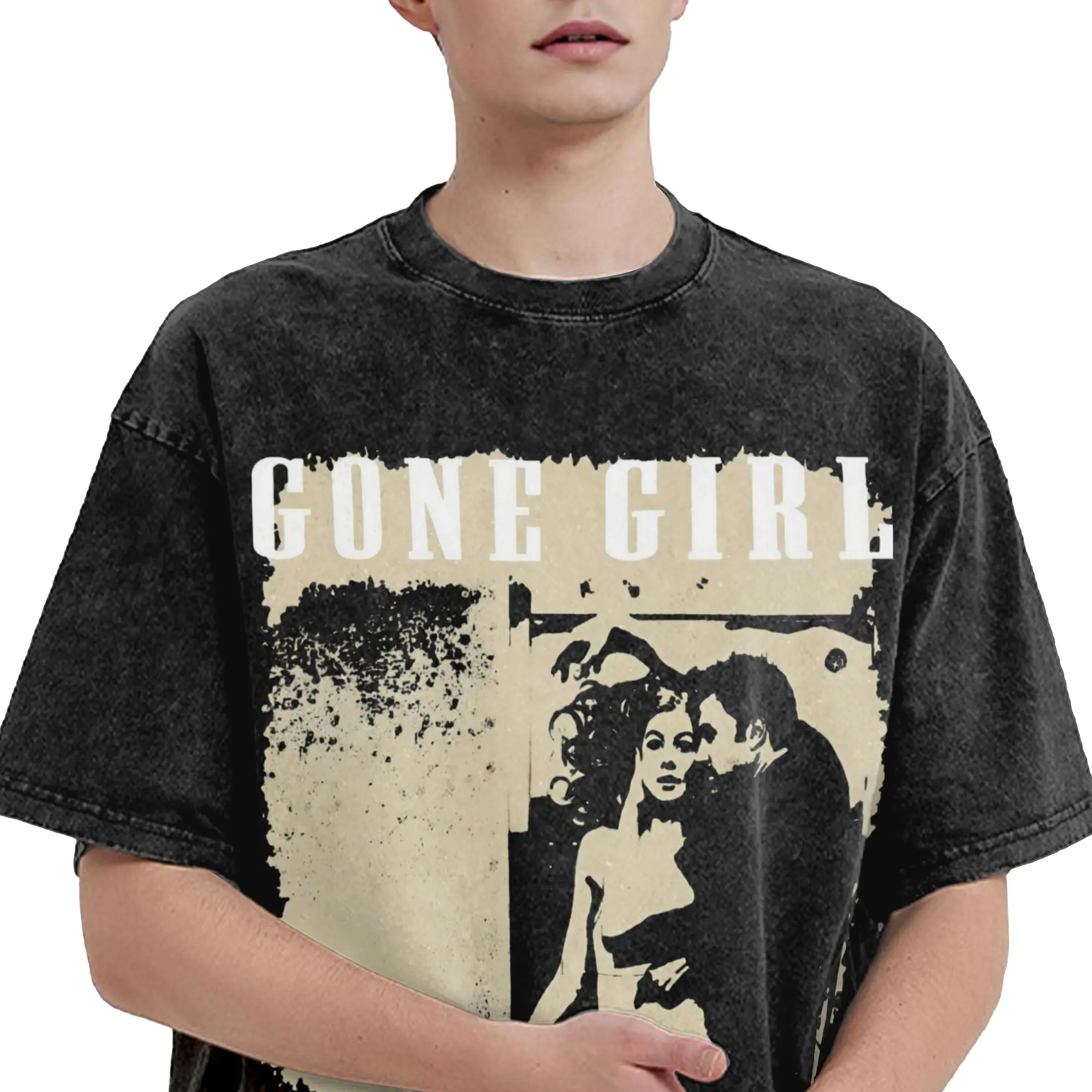 MISSING - AMY DUNNE (GONE GIRL)  T Shirts Hip Hop Washed Short Sleeve Oversize T-Shirts  Vintage for Men Women Streetwear