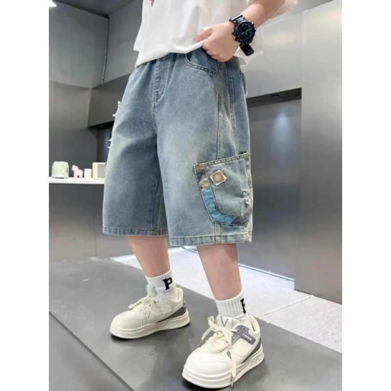 Boys Denim Pants Summer Collection 2026 New Item Childrens Summer Boys Spring Clothing Childrens Straight Leg Casual Pants