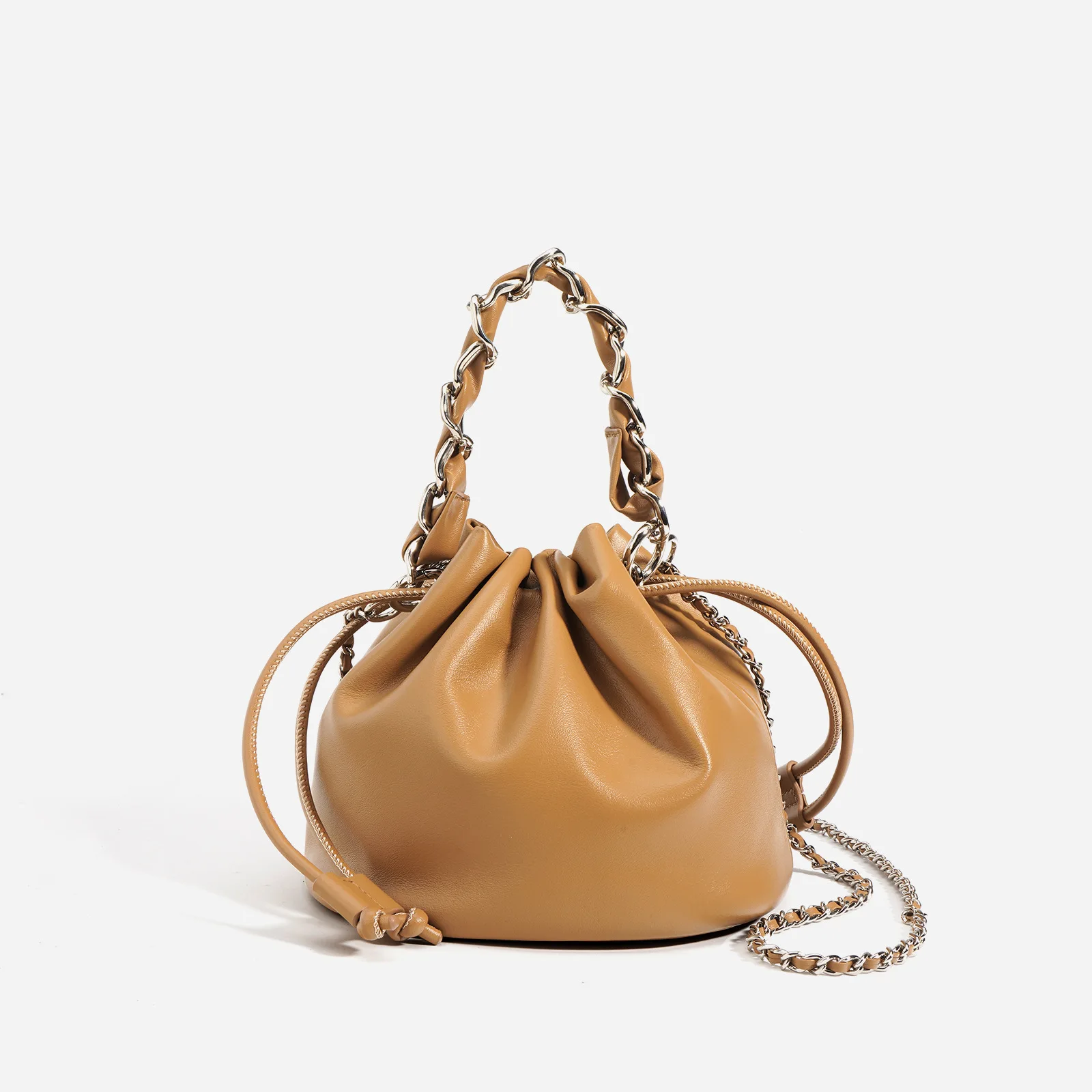 

100% Genuine Leather Drawstring Bucket for Women, 2026 New Luxury Chain Crossbody, Сумка Женская