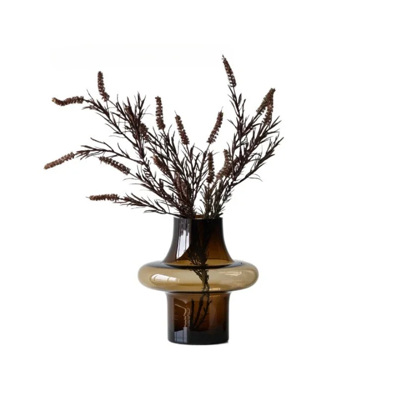 Home vase high-end feeling living room desktop flower arrangement, medieval coffee glass flower ware