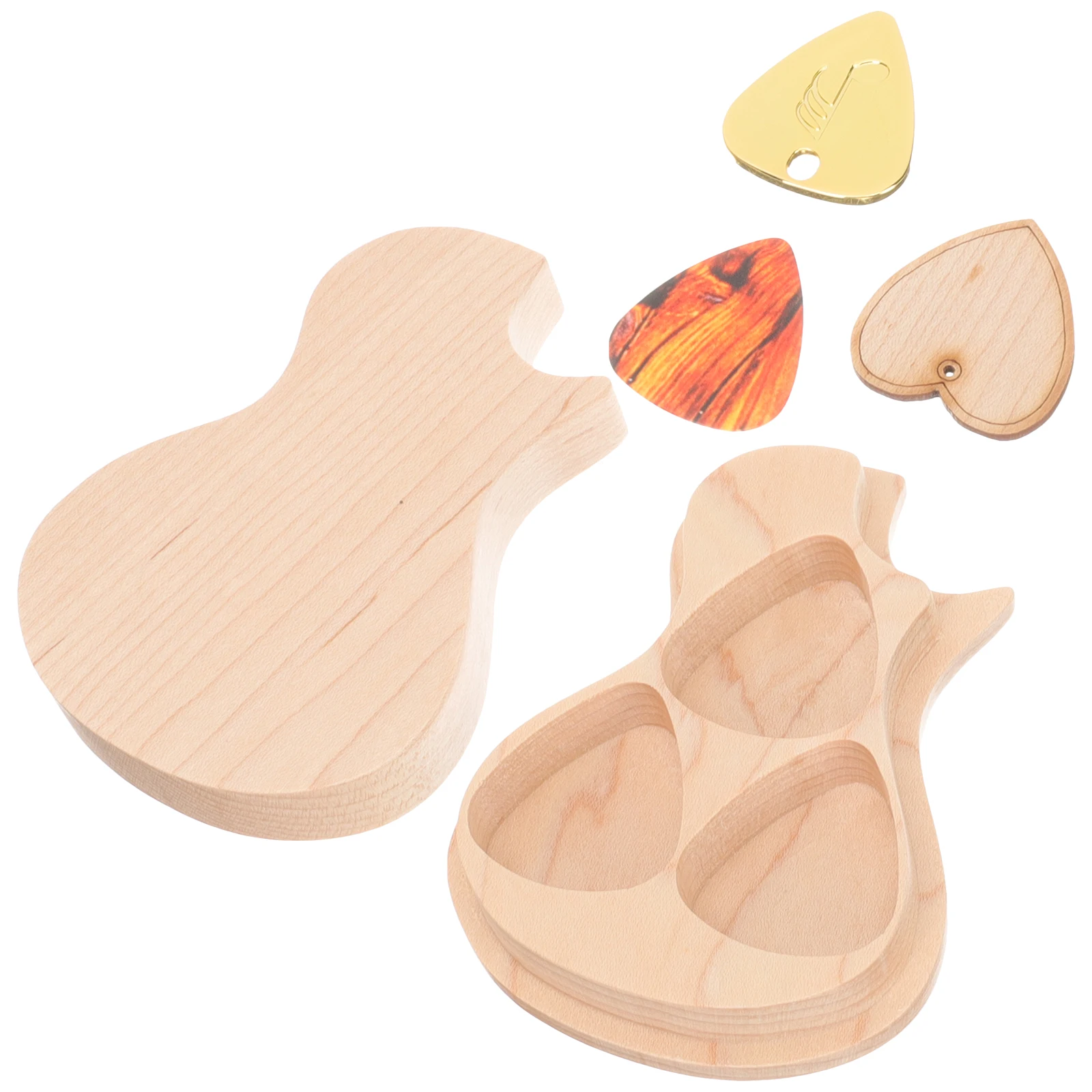 

Maple Wood Guitar Storage Case for Picks Accessories 128x96x50mm Durable Metal Wooden Gifts Guitar Players Cool Holder