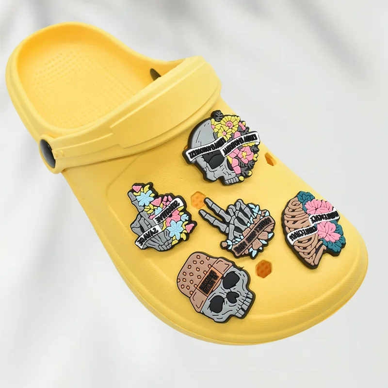 

6Pcs Skull Finger Shoe Charms For Clogs Sandals Horror Ghost Garden Decoration Charms For Shoes Accessories Buckle