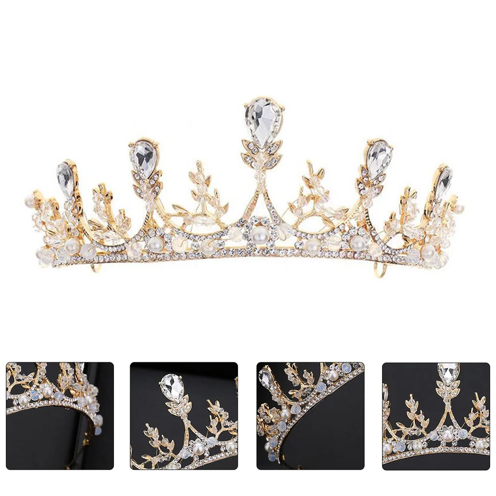 

Rhinestone Tiara Headband for Women Brides Bridal Party Elegant Wedding Crown Accessory Simple Alloy Crystal Hair Jewelry