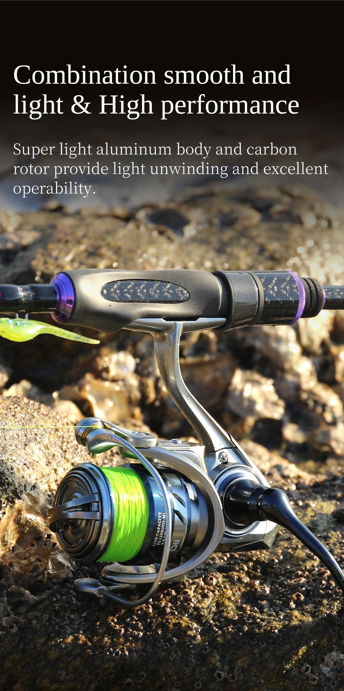 TSURINOYA METAL Spinnrolle MERLIN 1000 C2000S 165g Baitcast-Rolle ULTRALEICHT & VIELSEITIG Salzwasser-Bass-Hechtrolle – Detail 2