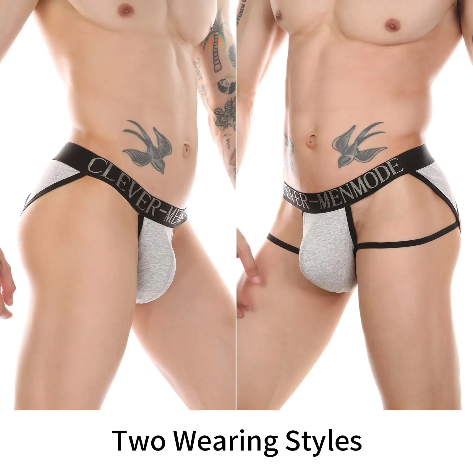 CLEVER-MENMODE Sexy Underwear Men Briefs Open Butt Panties Backless Jockstrap String Underpants Erotic Penis Pouch Elastic