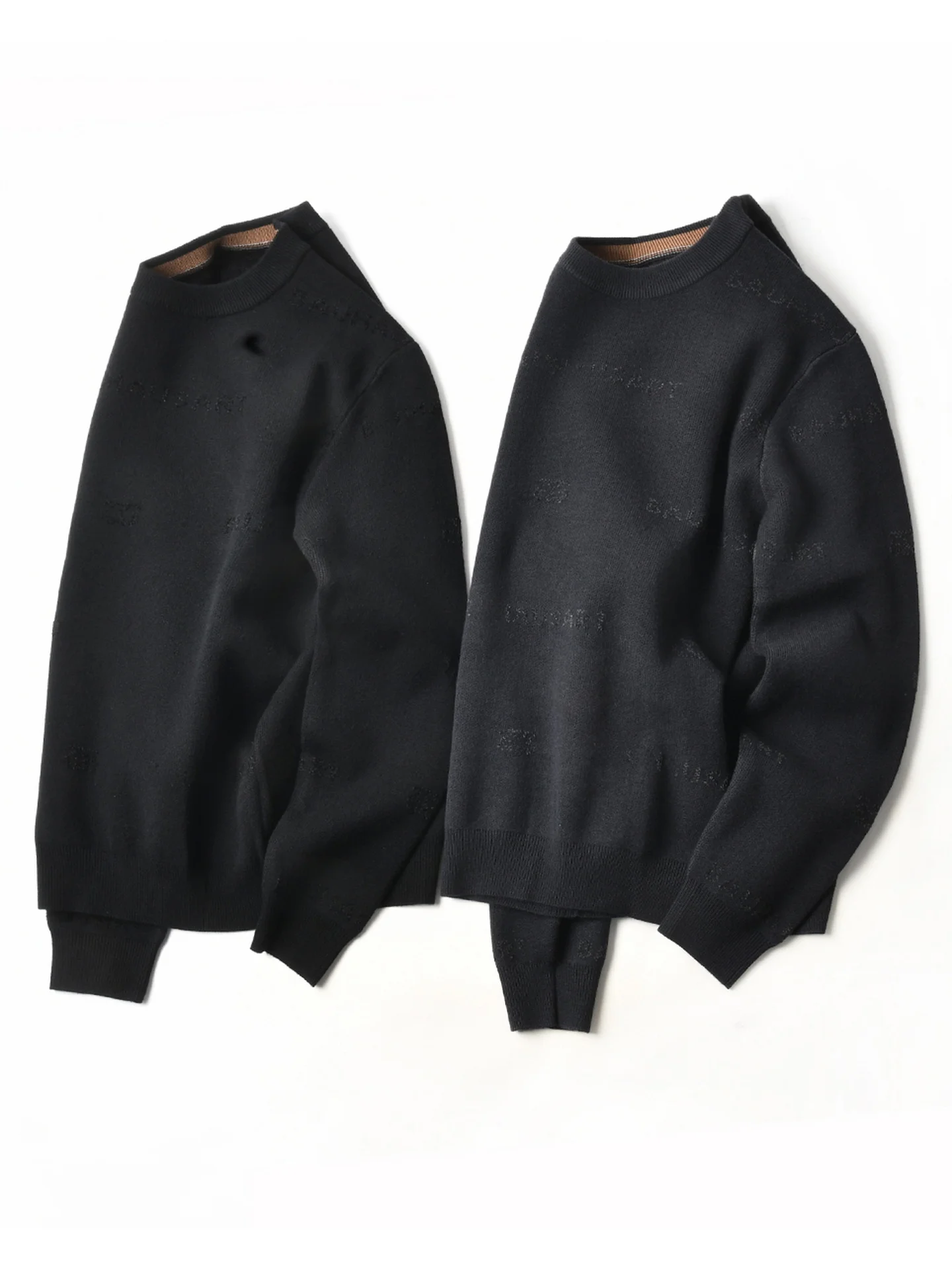 American Style Fleece Lined round Neck Knitwear Casual Men's Sweater Autumn Winter Loose Fit Comfortable Polyester Blend