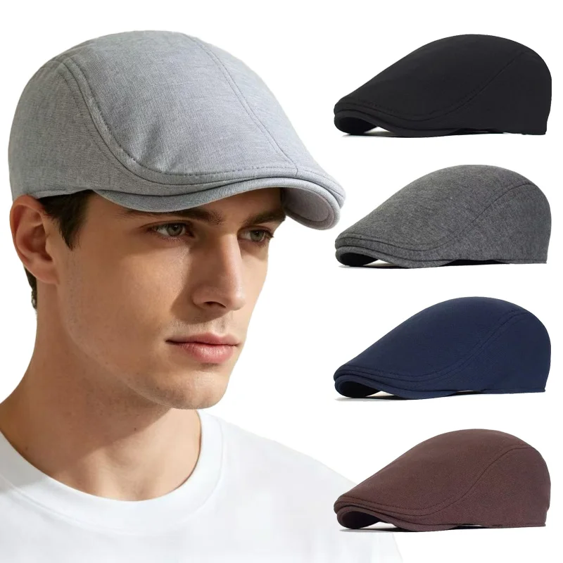 Fashion Hot Sale Cotton Newsboy Caps Men Women Hat Soft Casual Beret Solid Unisex Retro Hat Driver Flat Cap The Waiter Cap