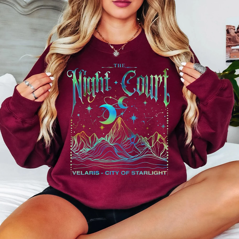 قميص Velaris The Night Court Acotar مريح للنساء هدية محكمة الأحلام الأكاديمية الداكنة للجنسين ملابس خيالية Y2K