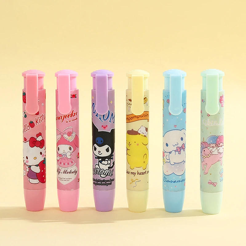 Cartoon Sanrio Hello Kitty Press Eraser Anime Kuromi Melody Cinnamoroll Eraser Kawaii Stationery Gift School Office Supplies