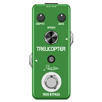 Pedal de guitarra Rowin efecto trémolo Pedal Trelicopter óptico Vibrato modos de velocidad/bais/profundidad tamaño Mini para bajo de guitarra eléctrica