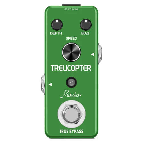 Pedal de guitarra Rowin efecto trémolo Pedal Trelicopter óptico Vibrato modos de velocidad/bais/profundidad tamaño Mini para bajo de guitarra eléctrica