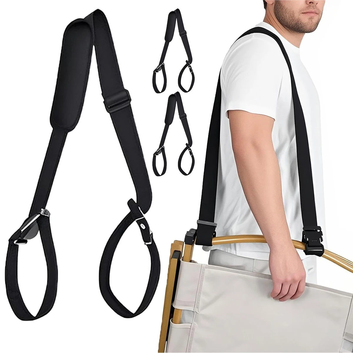 

1/3PCS Camping Chair Straps Adjustable Beach Carry Handle Heavy Duty Replacement Universal Folding Chair Outdoor Picnic Gear
