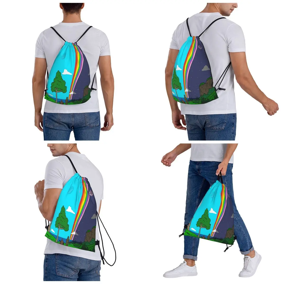 Big Lez Show Landsc Backpacks Casual Drawstring Bundle Pocket Shoes Bag Book Bags for Travel School