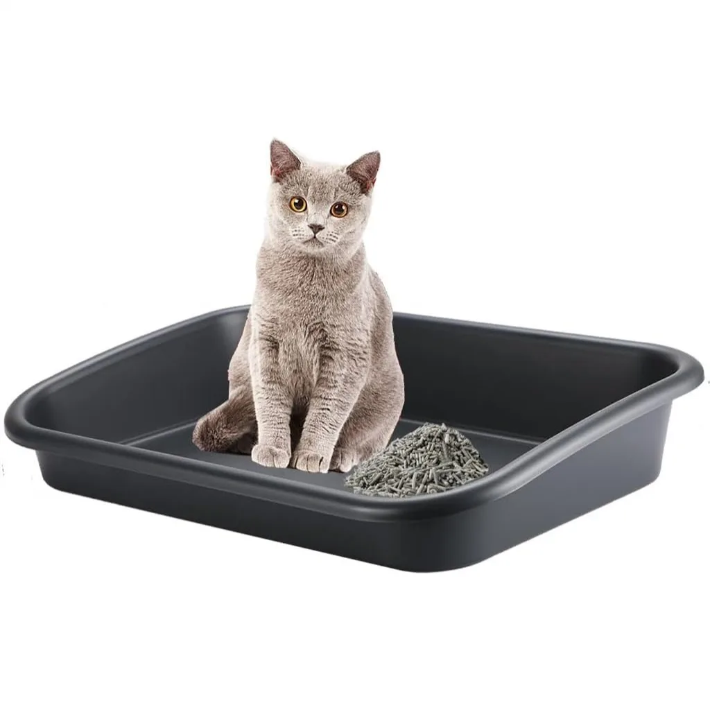 

Extra Large Cat Litter Box with High Sides 23.23" Lx16.54" Wx4.33" H, Low Entry Open Top Tray for Senior Cats, Kittens, Elderly