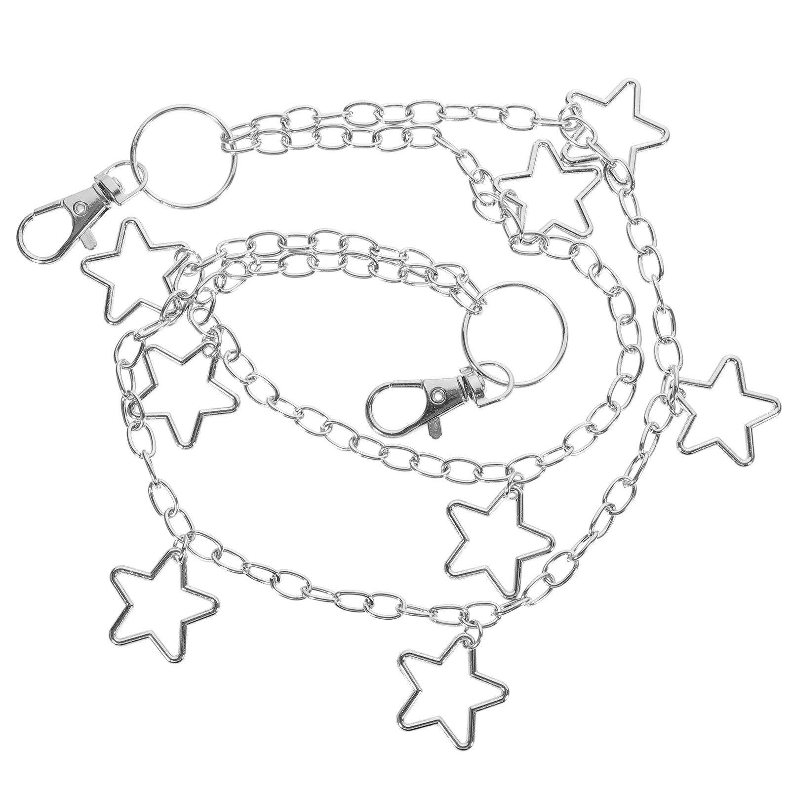 Stylish Star Pendant Pants Chain Double Layer Alloy Decorative Chain for Jeans Trousers Belt Wallet Bag Cool Unisex Accessory