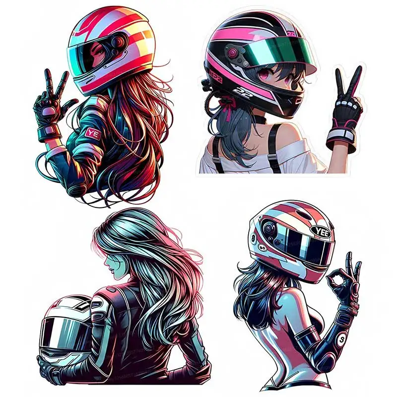 

Motorcycle Girl Racing Car Sticker Vinyl Decal Waterproof Rear Window Motorcycle Camper Bumper Truck Laptop Decoration SH862