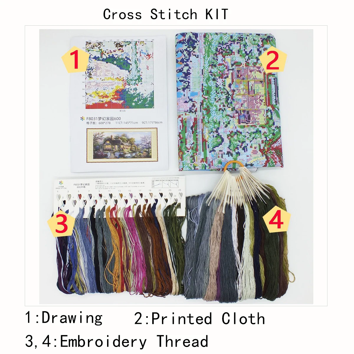 DIY Kits Garden Cabin Cross Stitch 11CT 9CT Home Landscape Decorative Painting Embroidery Printed Cloth Needlework Handicraft