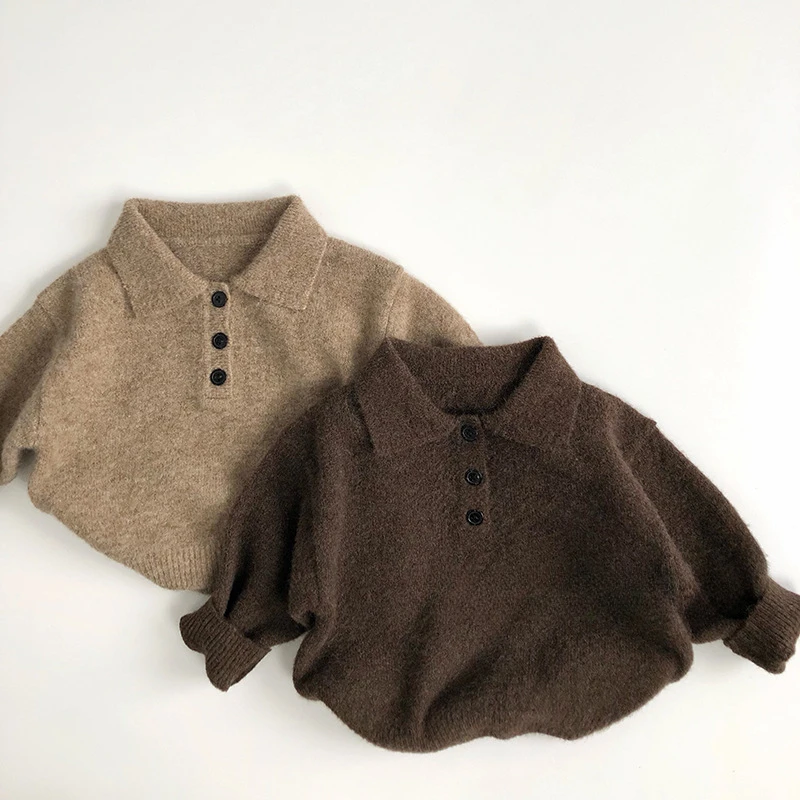 

Children's Sweater Autumn and Winter French Men's and Women's Trendy Retro Fashion Knitted Lapel Top