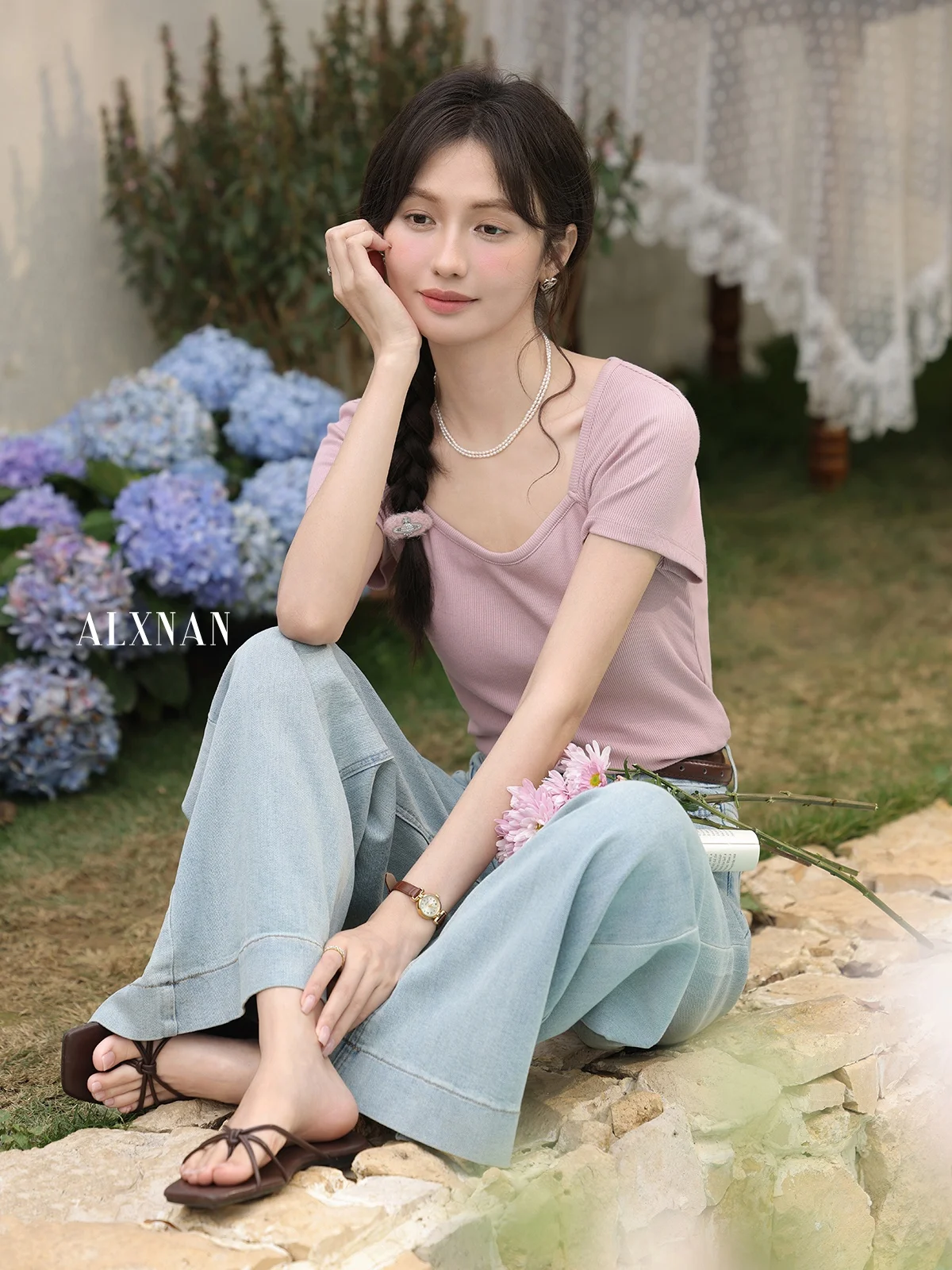 Ele Pink ort Sve T-irt レディース 夏 Faion 韓国 Sle 通勤 ピュアカラー スクエアカラー スリムフィット トップ