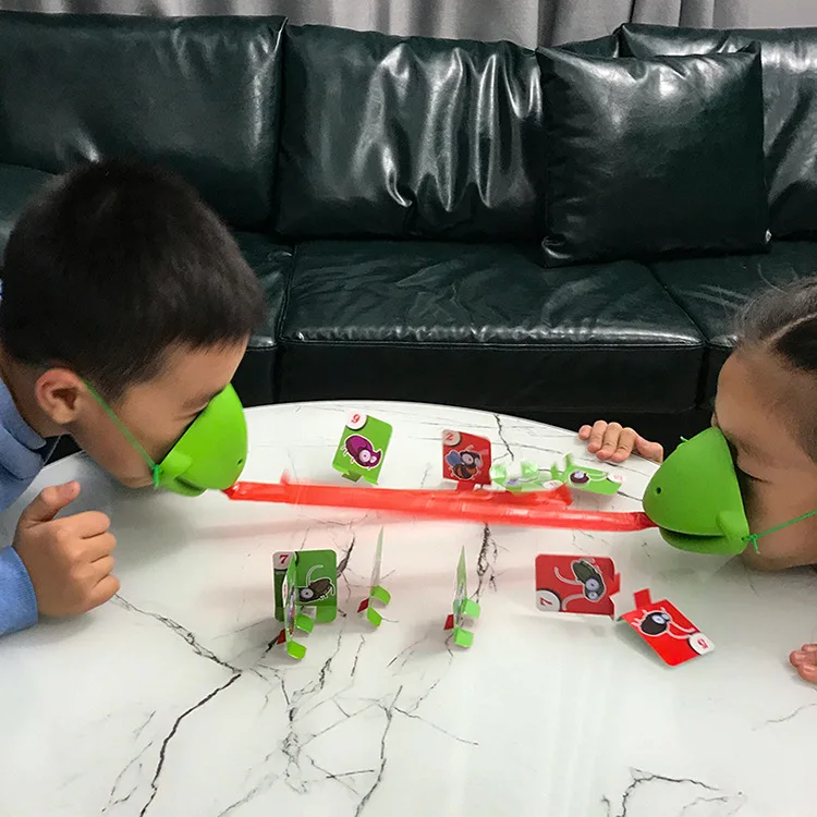 Mainan Puzzle interaksi orang tua dan anak, mainan permainan Desktop tembus pandang mulut kodok lucu