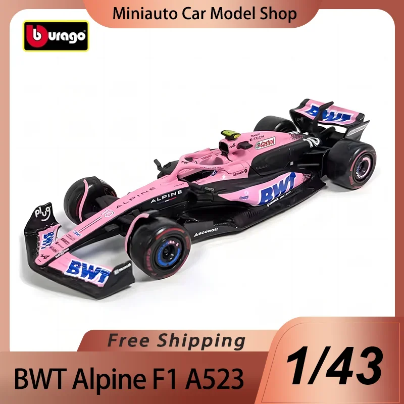 New Product In Stock 2024 Bburago F1 1:43 Bwt Alpine Team A523 Bahrain Version Alloy Miniature Diecast Model Christmas Toys Gift