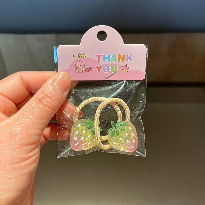 New Glow in The Dark Kids Shiny Hair Ties Fruit Animal Cartoon Elastic Bands Cute Children Mini Hair Elastics