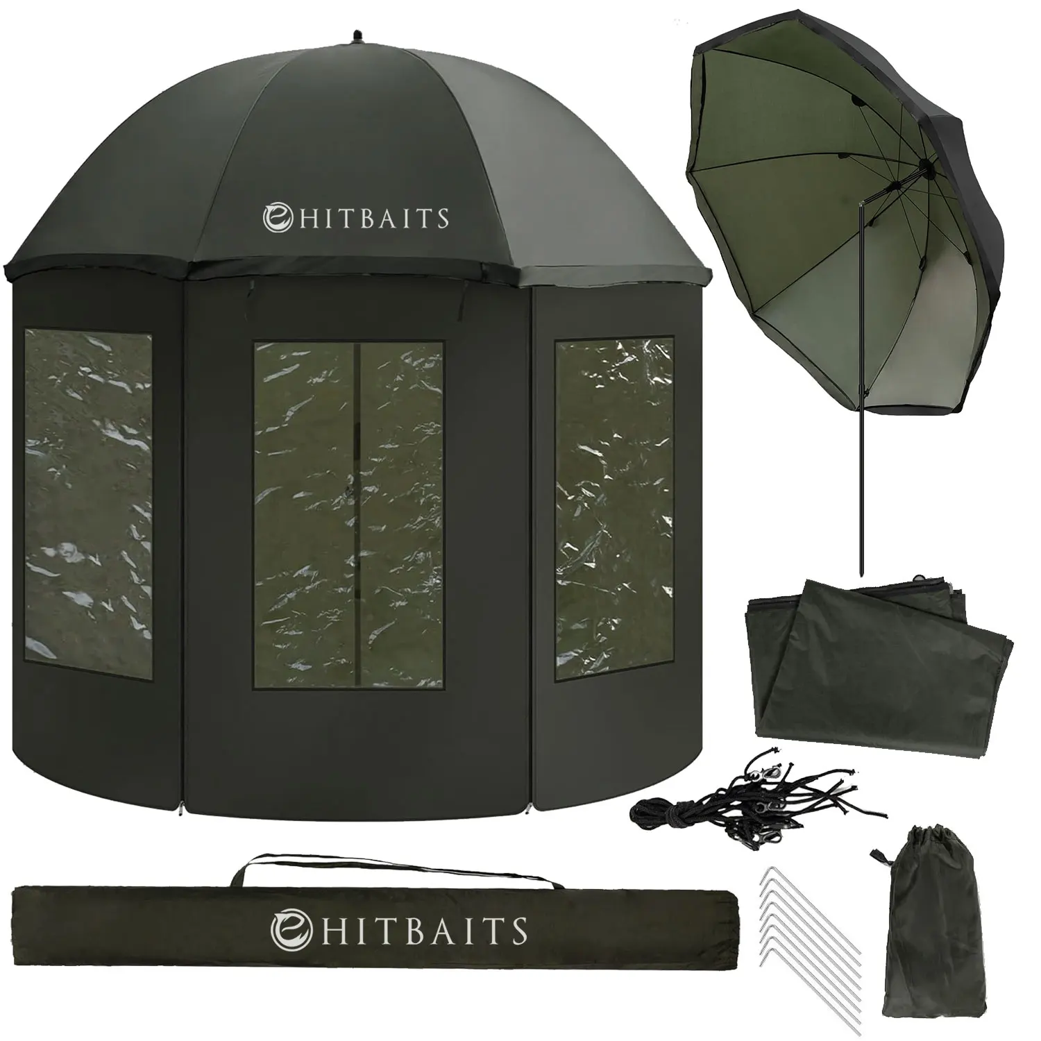 Paraguas de pesca impermeable Alpha, carpa de 240 cm con cajas impermeables, 240 cm