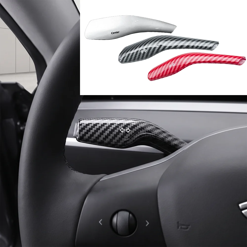 For Tesla Model 3 Highland Model Y Juniper Model YL ABS Car Gear Shift Cover Steering Lever Handle Protector Shifter Shell Decor