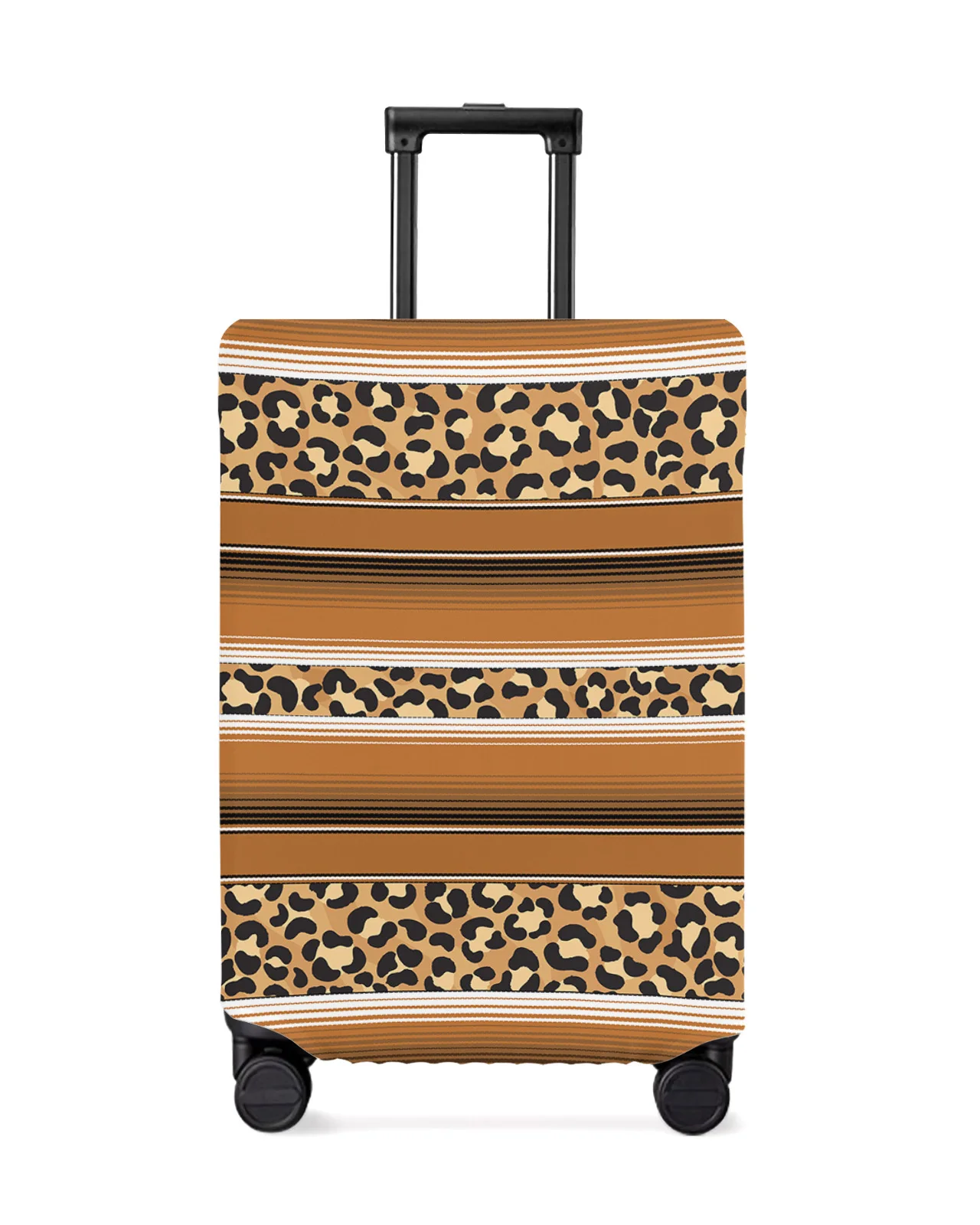 

Mexico Stripes Leopard Print Animal Skin Texture Brown Luggage Cover Stretch Baggage Dust Cover 18-32 Inch Travel Suitcase Case